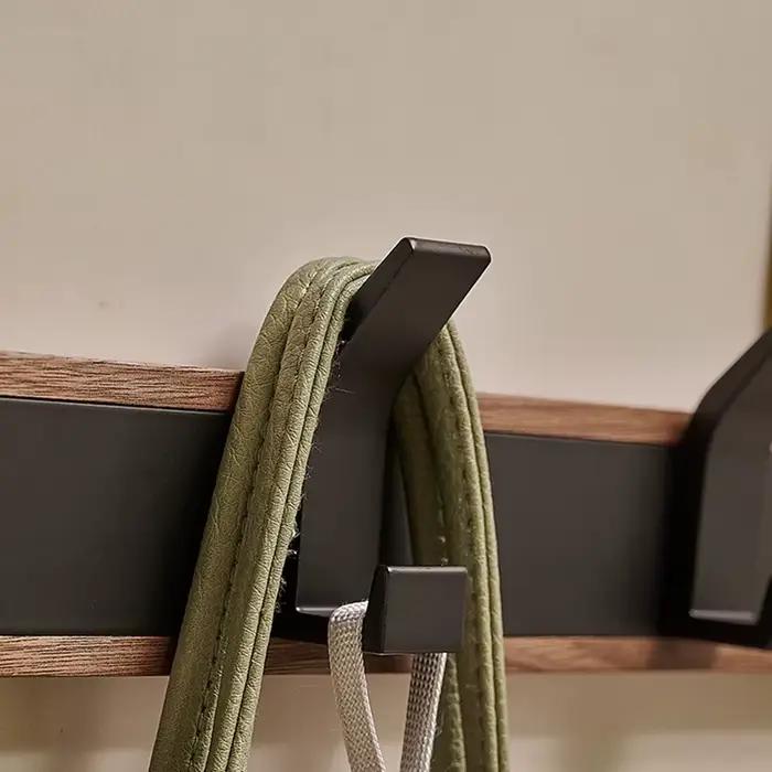 BAKALA-crochet mural en bois noir, porte-manteau suspendu pour salle de bain, cuisine, chambre à cou