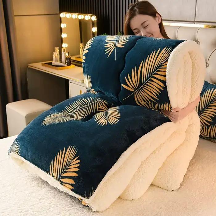 Literie d'hiver épaisse couette couverture épaissie chaude flanelle polaire couette pour les nuits f