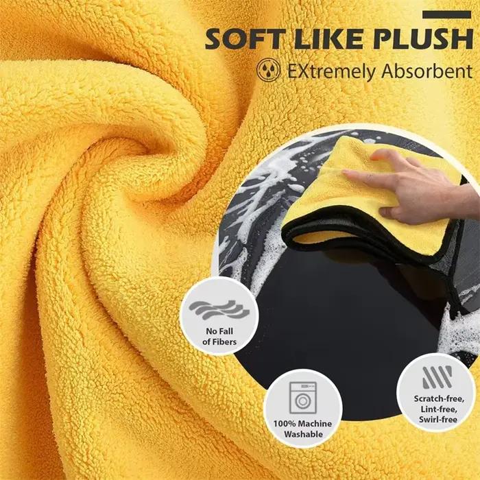 Chiffon de lavage Double couche en microfibre, serviettes de nettoyage de voiture 30x60cm 1/2/3/6/10