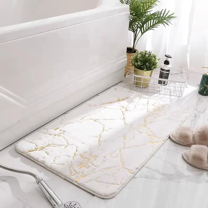 40x60 cm 50x80 cm 60x90 cm 80x120 cm Tapis de bain pour salle de bain Marbre Blanc Or Tapis de bain 
