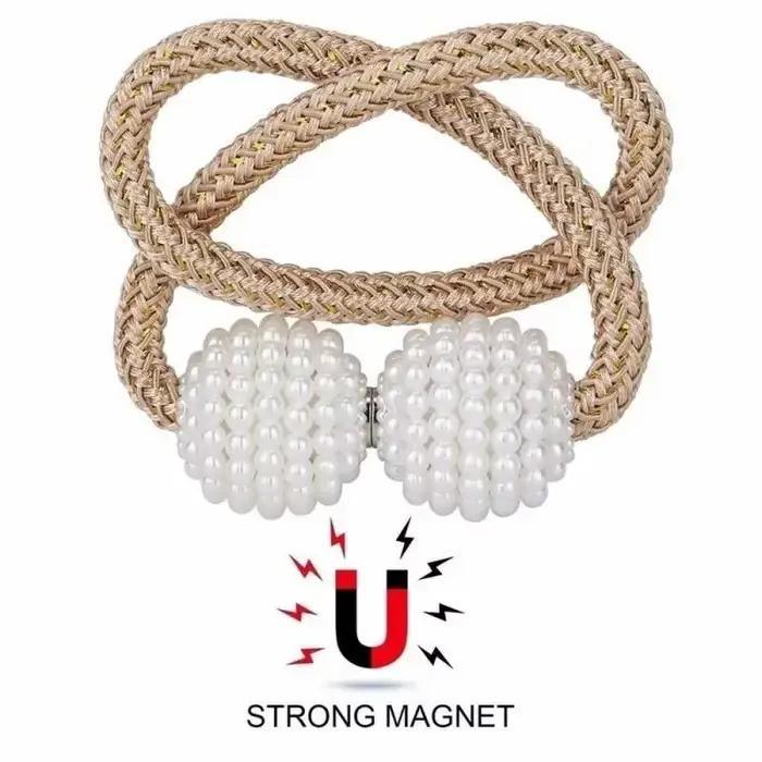 1/2 pièces perle magnétique rideau pince porte-rideau cravate boucle Clips suspendus boule boucle cr