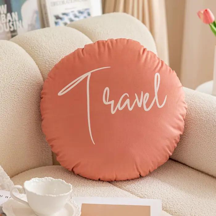 Housse de coussin ronde en velours hollandais, taie d'oreiller Ultra douce de couleur unie pour cana