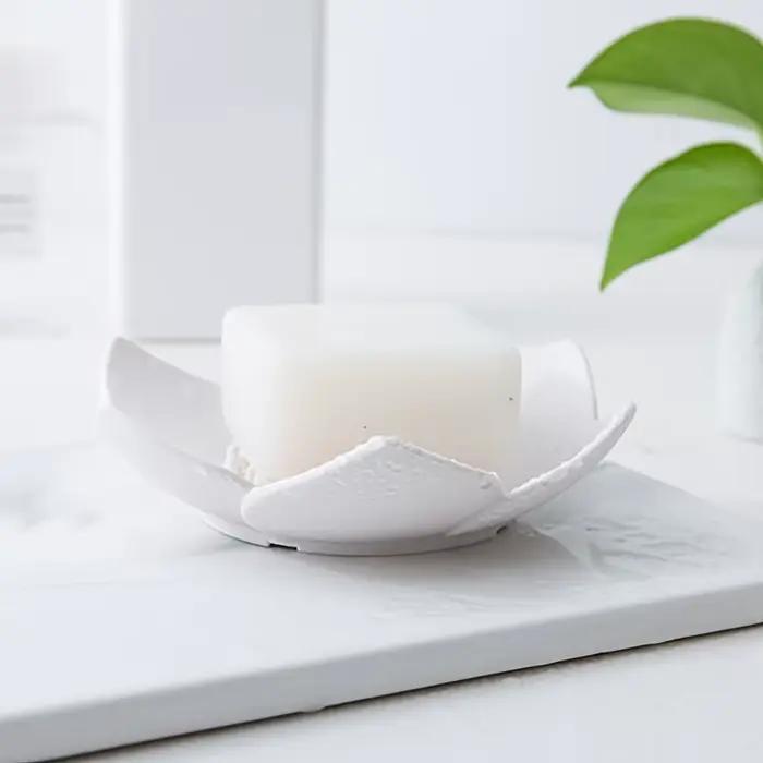 Boîte à savon de salle de bains, 1 pièce, porte-savon Design Lotus, boîte à savon en Silicone, boîte