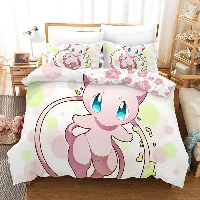 Pokemonzd – housse de couette 3 pièces, ensemble de literie pour enfants, dessin animé, housse de co