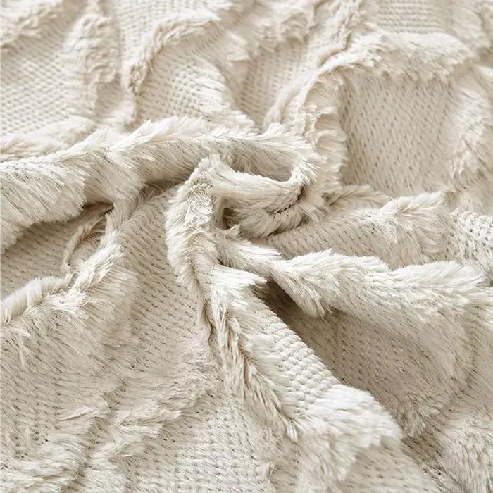 Doux Peluche Laine Courte Velours Décoratif Housses de Coussin Luxe Style pour canapé Chambre Beige 