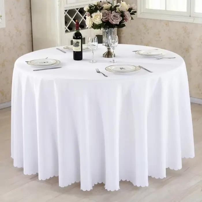 Couverture de Table Ronde en Polyester pour Décoration de Mariage, Couleur Unie, Hôtel, Banquet, Évé