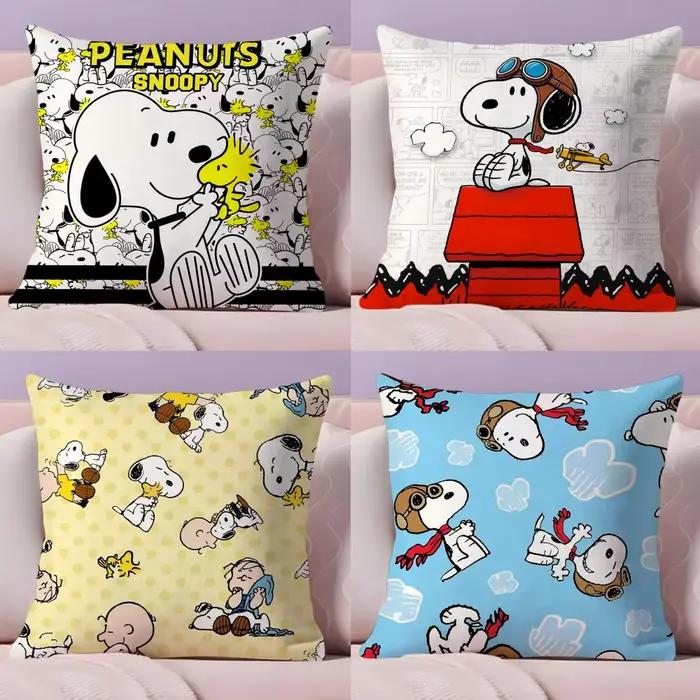 Taie d'oreiller Snoopy mignonne, courte en peluche, impression Double face, lavable en Machine, hous