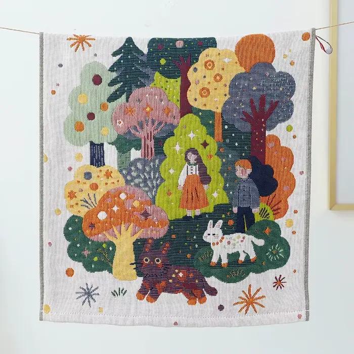 Serviette de cuisine décorative de haute qualité 34x40cm, grande serviette à main en gaze de coton 4