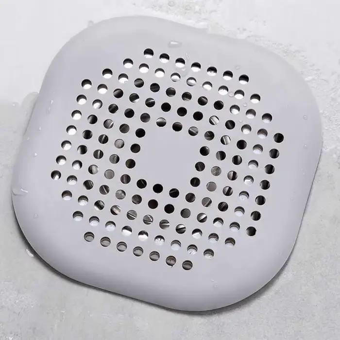 Autocollant de drain carré en silicone, filtre à cheveux pour égout de salle de bain, couvercle de d