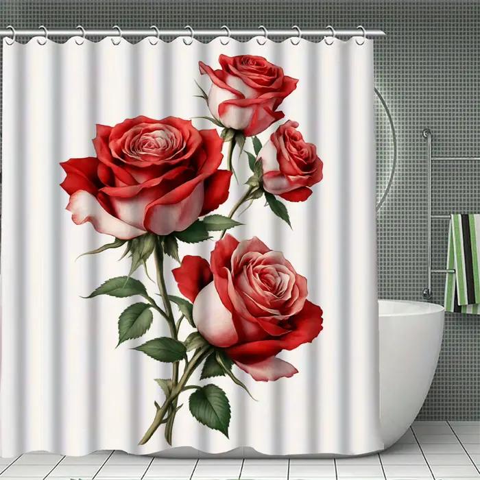 Rideaux floraux Ins ensemble de rideaux de douche pour salle de bain tapis de bain moderne décor pou