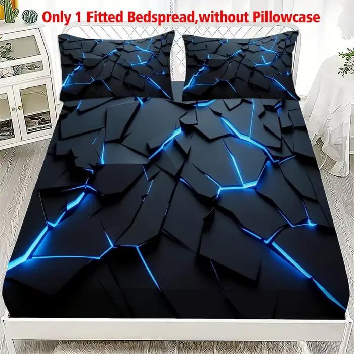 1 drap-housse 3D bleu, inspiré de la technologie, à poches profondes et élastiques, pour matelas sim