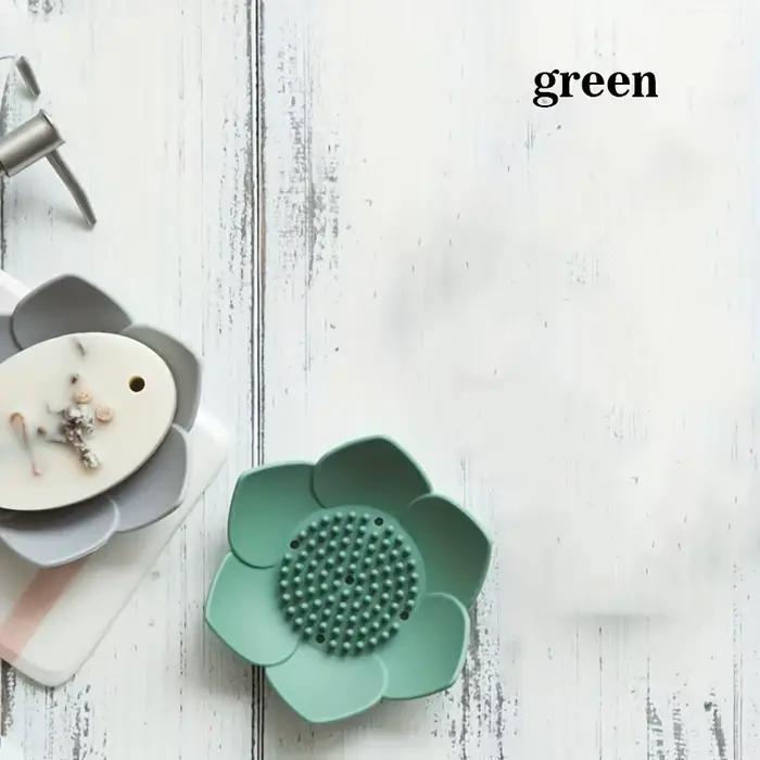 Boîte à savon de salle de bains, 1 pièce, porte-savon Design Lotus, boîte à savon en Silicone, boîte