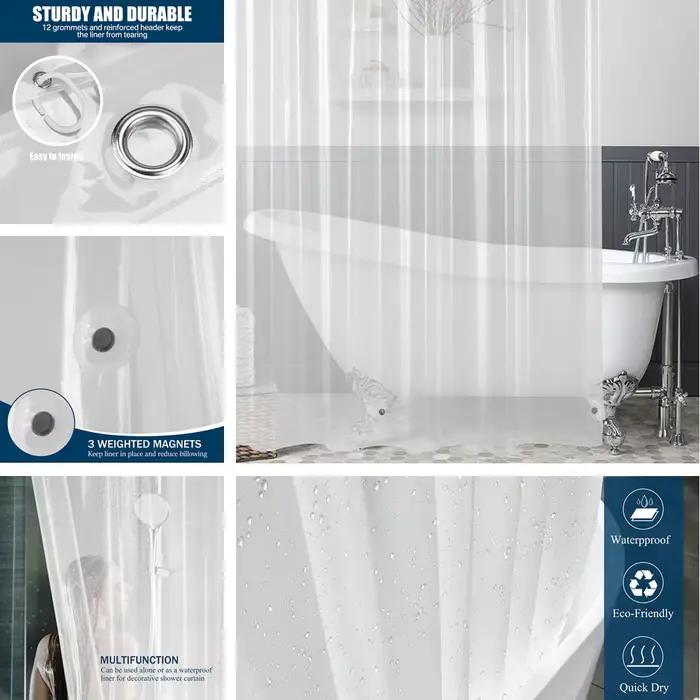 Rideau de douche PEVA, rideaux de bain transparents en plastique imperméable, rideaux de salle de ba
