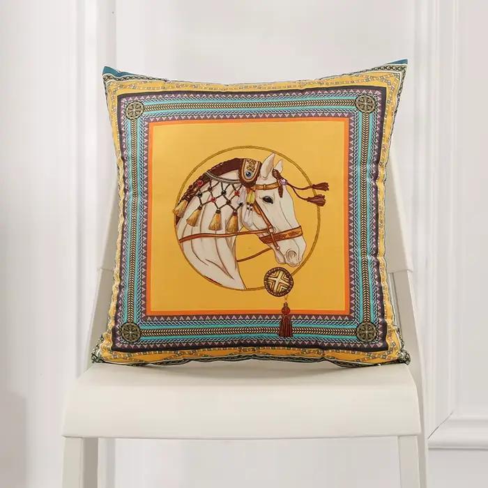 Taie d'oreiller en velours hollandais 45x45cm, housse de coussin de Style de luxe, imprimé cheval bl