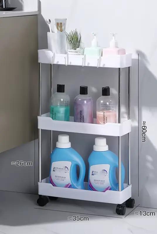 Support de rangement multifonction pour salle de bain, 3/4 couches, avec roulettes, organisateur de 