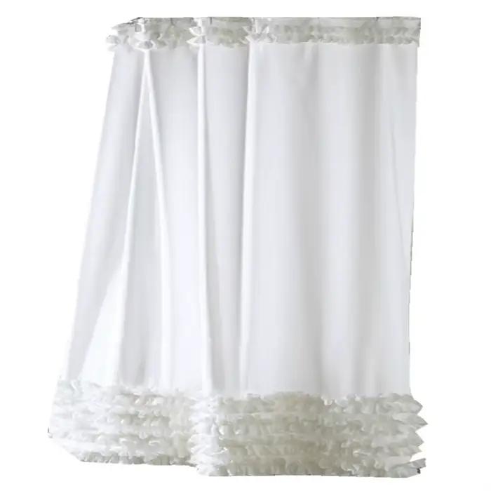 Rideau de douche à volants, tissu long blanc avec volants faits à la main, rideaux de bain chics de 
