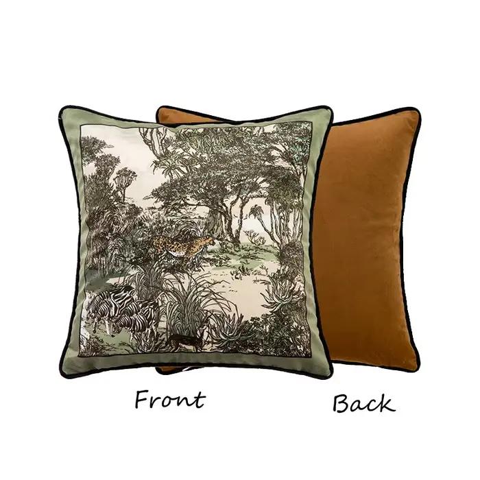Housse de coussin Green Jungle Wild Life, qualité douce, taie d'oreiller léopard en velours, Shell L