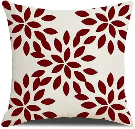 Housse de coussin carrée rouge géométrique moderne, 45x45 cm, décorative, pour oreillers, salon, can