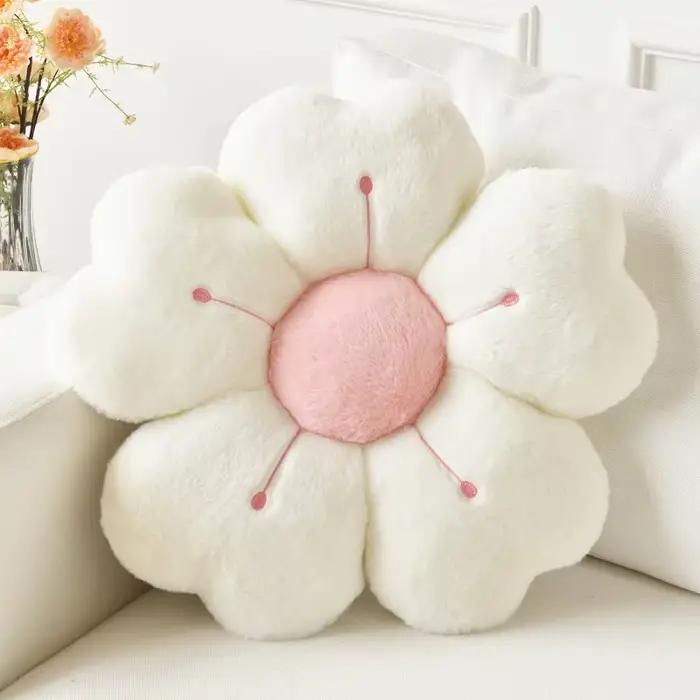 Oreiller en peluche en forme de fleur – Coussin de décoration de matelas et de canapé confortable et