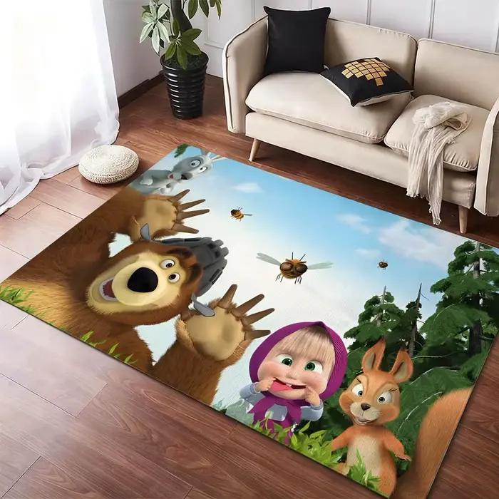 Tapis de sol en flanelle m-masha et l'ours, en peluche confortable, épais, doux et chaud, antidérapa