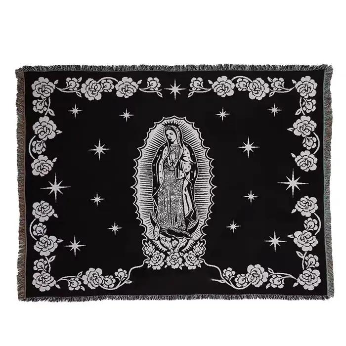 Couverture de sieste de la Vierge Marie, tapisserie de climatisation de bureau, couvertures rouges e