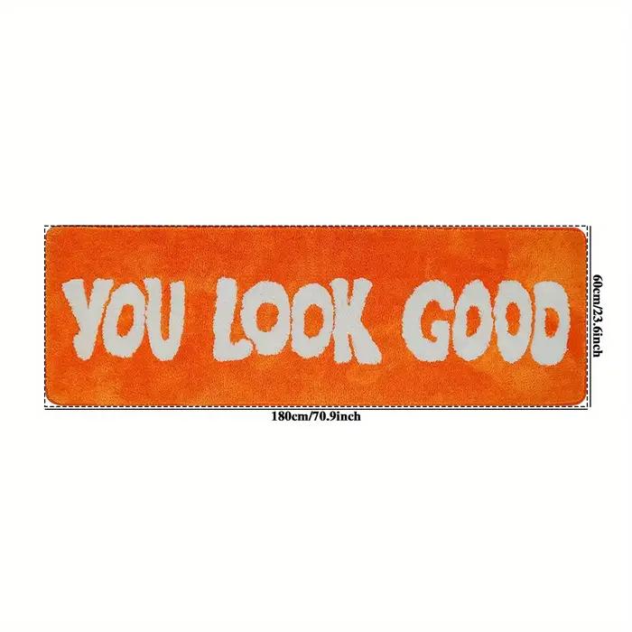 VIKAMA “YOU LOOK GOOD” Tapis de décoration simple pour la maison, orange, antidérapant et anti-salis