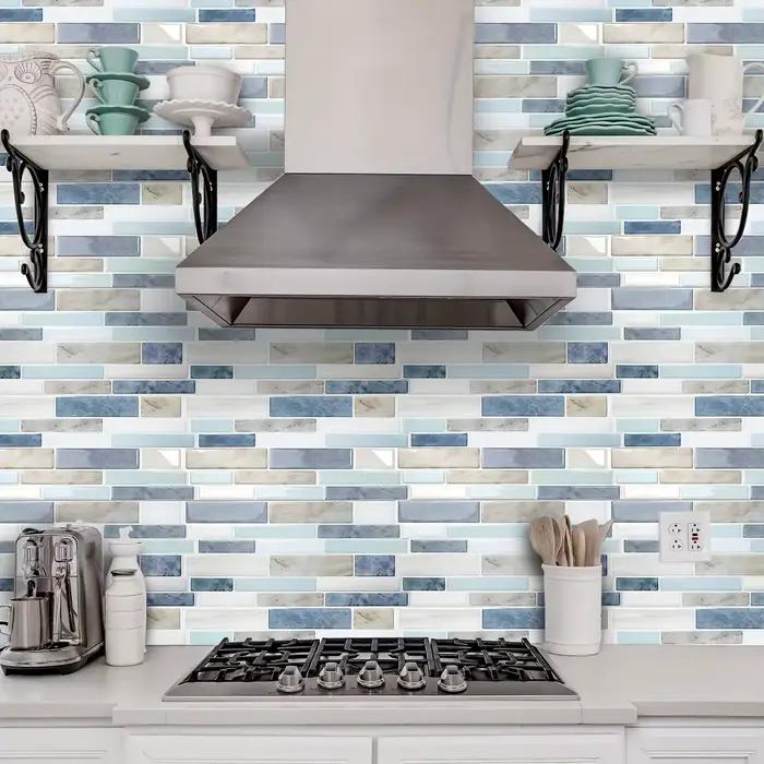 Autocollants de cuisine en cristal effet marbre, 25 pièces, autocollants imperméables à l'huile pour