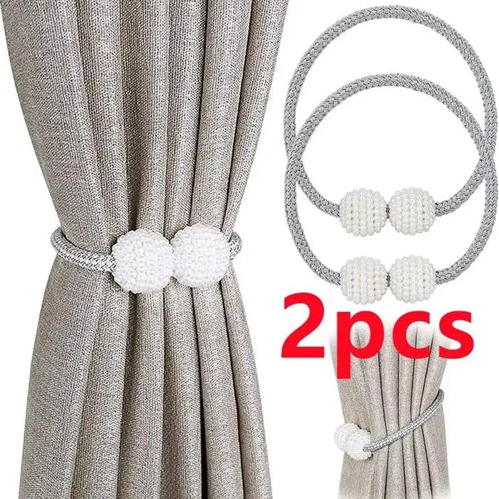 1/2 pièces perle magnétique rideau pince porte-rideau cravate boucle Clips suspendus boule boucle cr