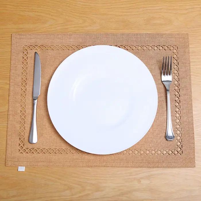 Tapis de Table à manger rectangulaire en coton et lin, napperons creux lavables, serviettes de Table