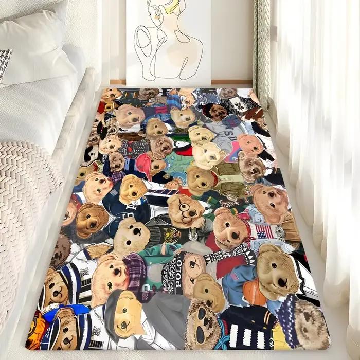 Tapis de sol ours en peluche mignon, tapis de salle de bain, décoration de chambre d'enfants, balcon