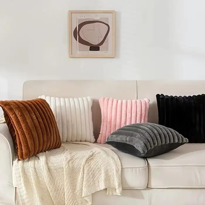 Taie d'oreiller en velours côtelé à rayures pour la décoration de la maison, tissu créatif pour la m