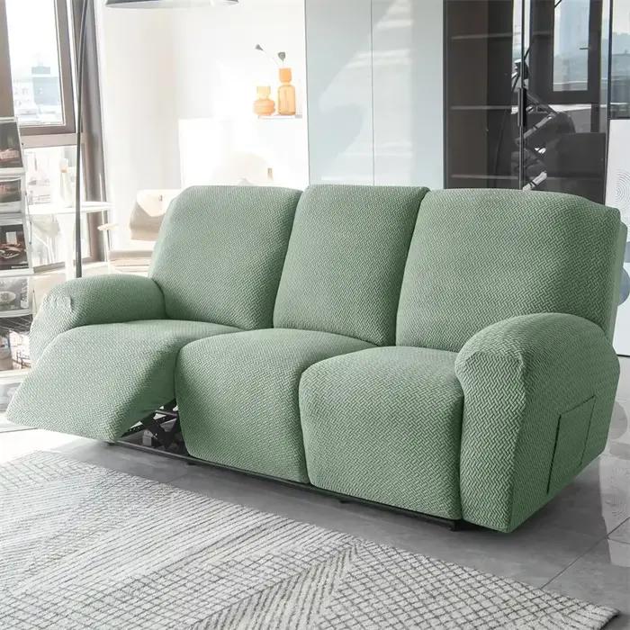 Housse de canapé inclinable 1/2/3 places, Jacquard, couleur unie, coussin extensible, couleur unie, 