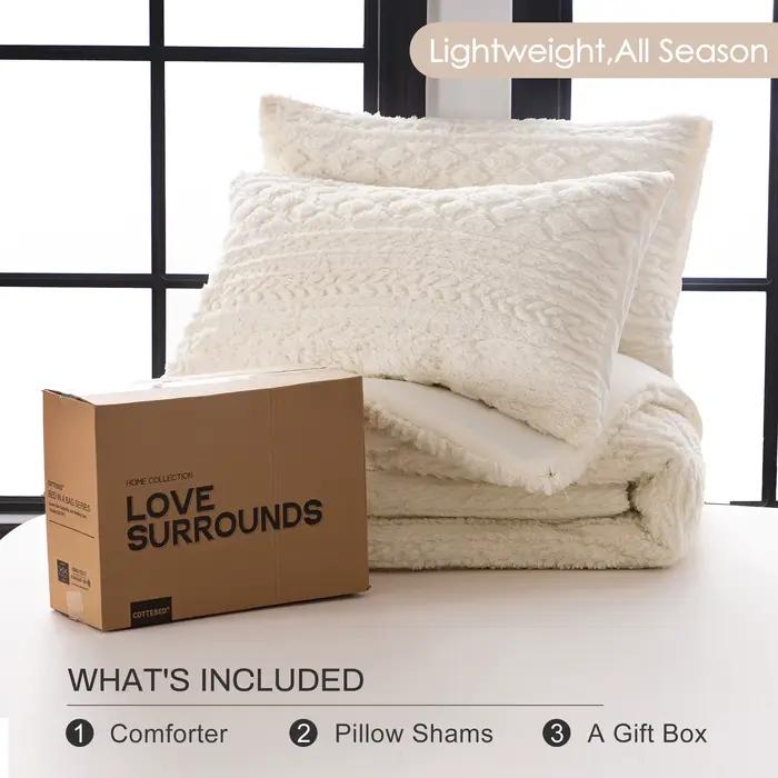 Ensemble de couette en duvet moelleux en coton Sherpa, peluche Smile, capitonné Boho, ultra-doux, lé