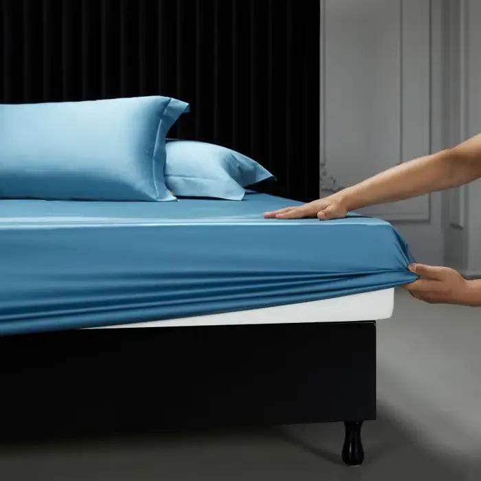 Drap-housse en coton égyptien, drap de lit solide, housse de matelas, bande élastique, 160x200, 180x