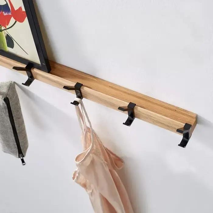 Porte-manteau mural nordique avec 5 crochets mobiles, Rail à vêtements en aluminium pour chapeau, se