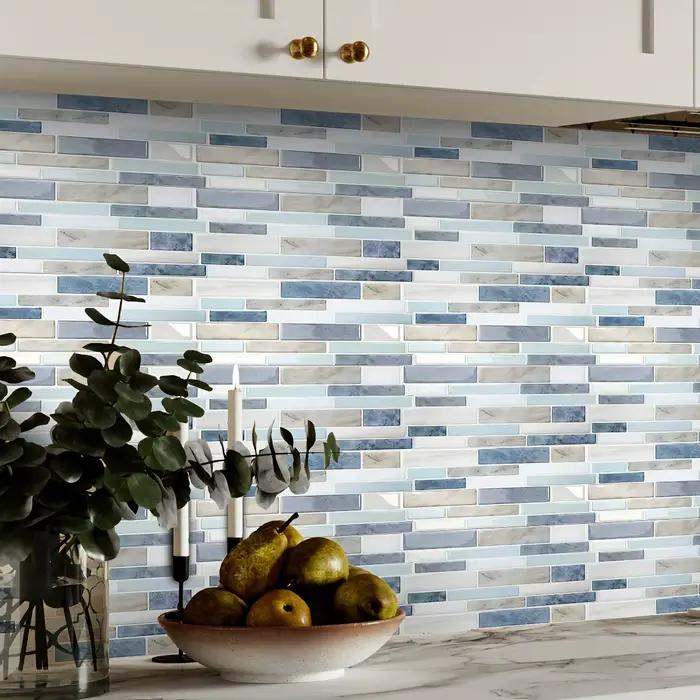 Autocollants de cuisine en cristal effet marbre, 25 pièces, autocollants imperméables à l'huile pour
