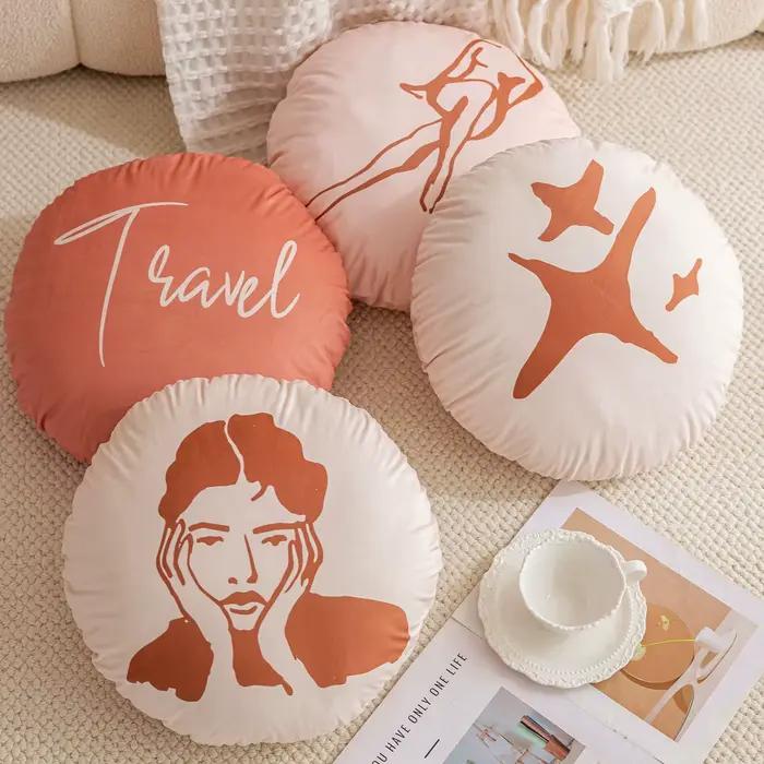 Housse de coussin ronde en velours hollandais