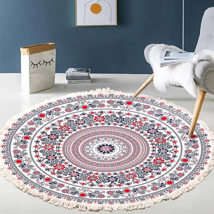 Tapis en coton et lin tissé à la main