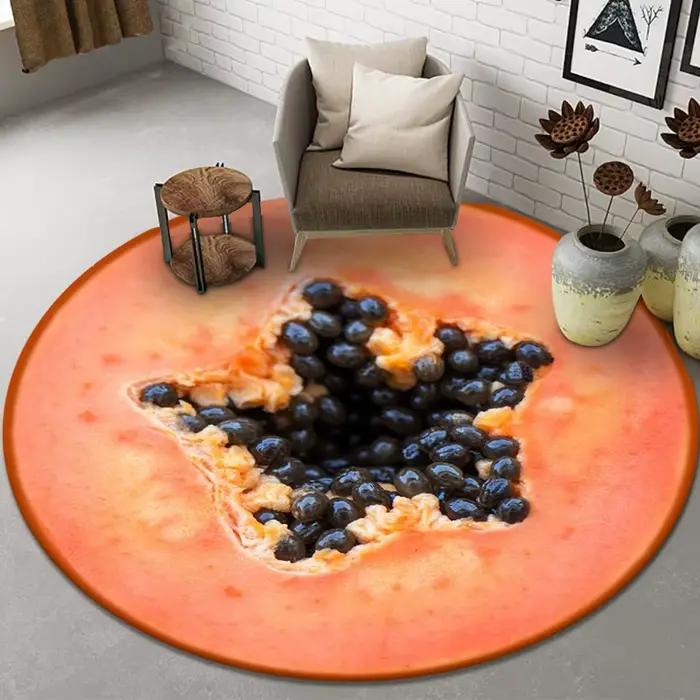 Tapis rond fruits orange citron