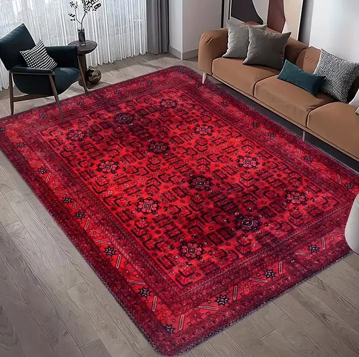 Tapis de sol persan rouge chaud d'hiver