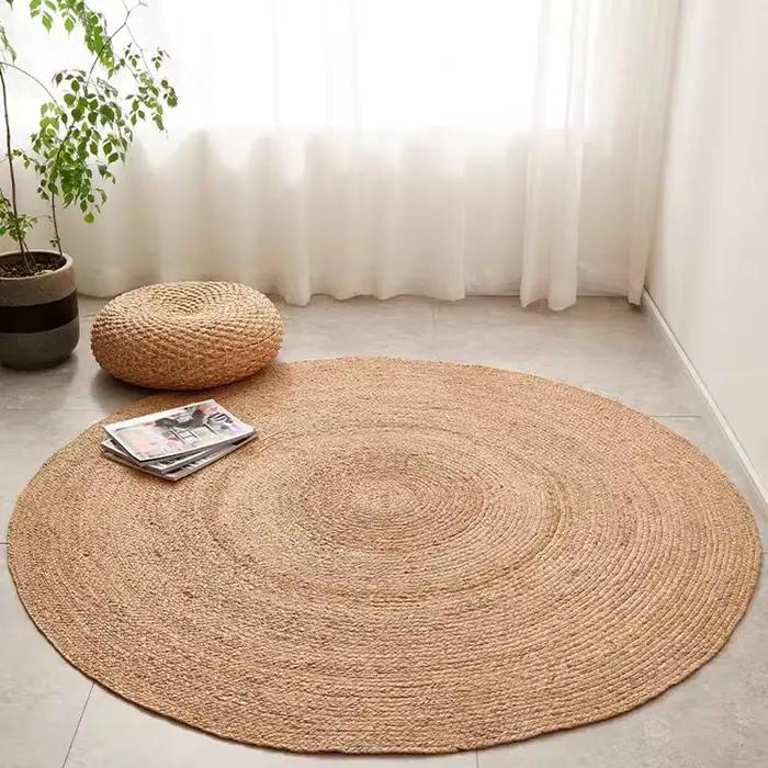 Petit tapis tissé à la main en jonc naturel