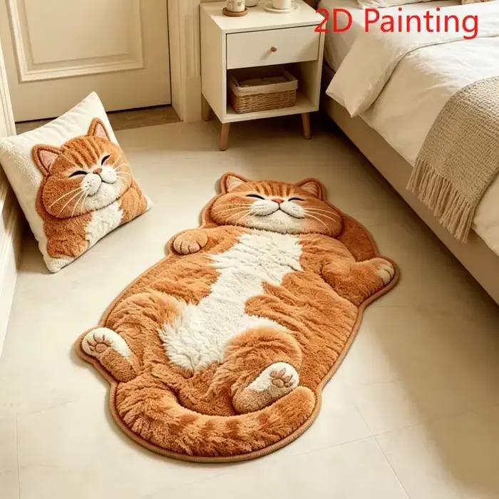 Tapis en forme de chat orange paresseux