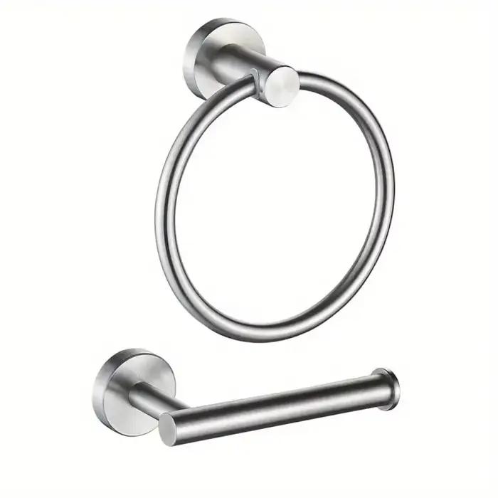 Ensemble de matériel de salle de bain 2 pièces, ensemble d'accessoires de salle de bain en acier inoxydable comprenant un porte-serviettes et un porte-papier hygiénique, un Design d'économie