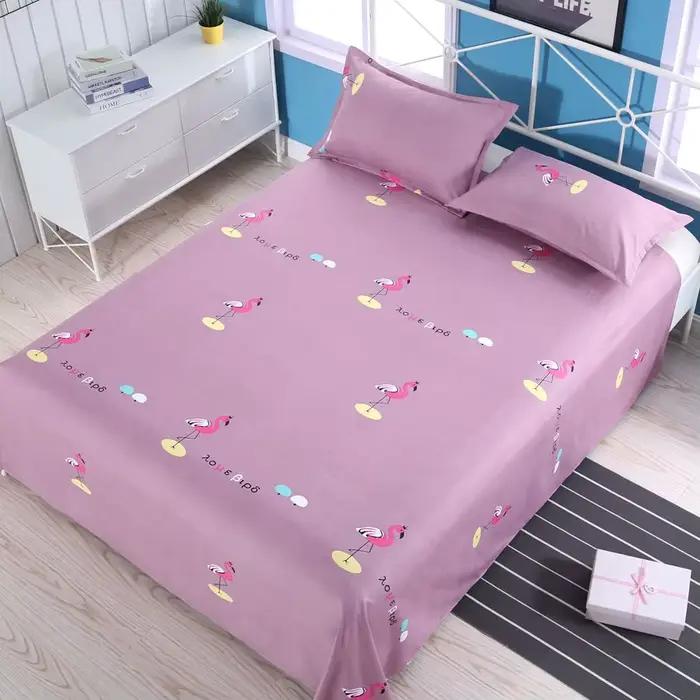 Parure de lit en coton avec taies d'oreiller, drap plat, textile de maison, literie de chambre, amoureux, 3 pièces par ensemble