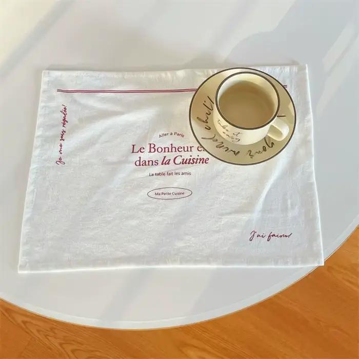 Napperons imprimés doux rétro en coton, tissu de fond de photo carré, tapis de nourriture occidentale française, décor de Table
