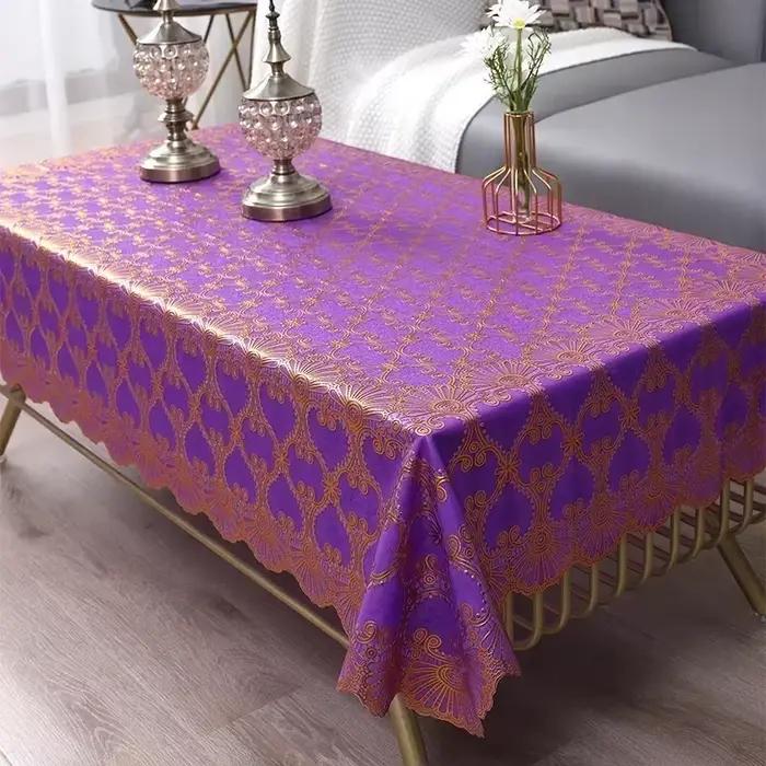 Nouvelle nappe dorée de Style européen, imperméable, résistante à l'huile et aux brûlures, tapis de Table basse rectangulaire