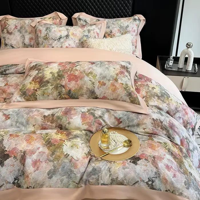 Parure de lit 100% coton égyptien imprimé Floral