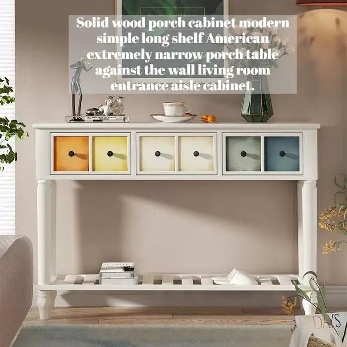 Meuble à chaussures vintage en bois massif avec tiroirs, armoire de style mid-century, meubles de rangement colorés pour chambre et couloir