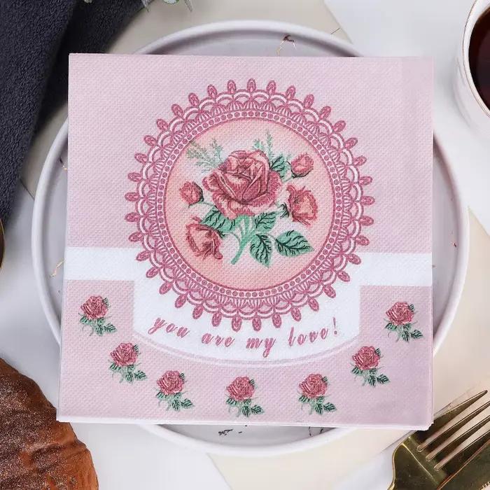 Lot de 20 serviettes en papier jetables imprimées Cœur et Rose pour la décoration de mariage et de fête DIY