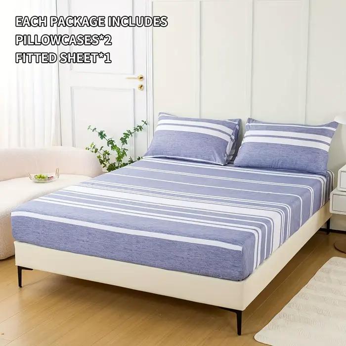 Ensemble de draps rayés 3 pièces – Luxueux